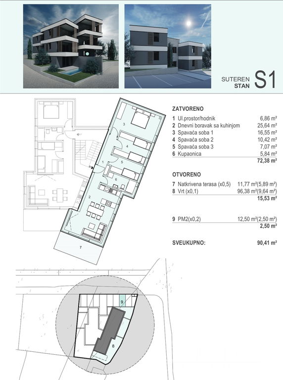 APARTMAN S1 U STAMBENOJ ZGRADI, NOVOGRADNJA, 100m OD MORA - ŠIMUNI, PAG