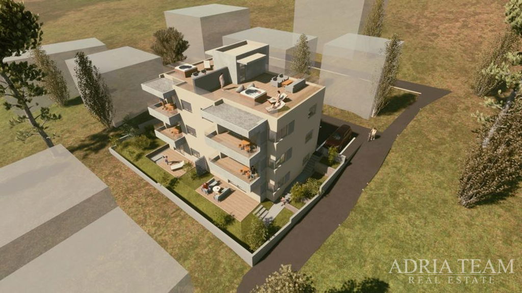 APARTMAN A0 U STAMBENOJ ZGRADI U NOVOGRADNJI, PREKRASAN POGLED, 45m OD MORA - VINJERAC