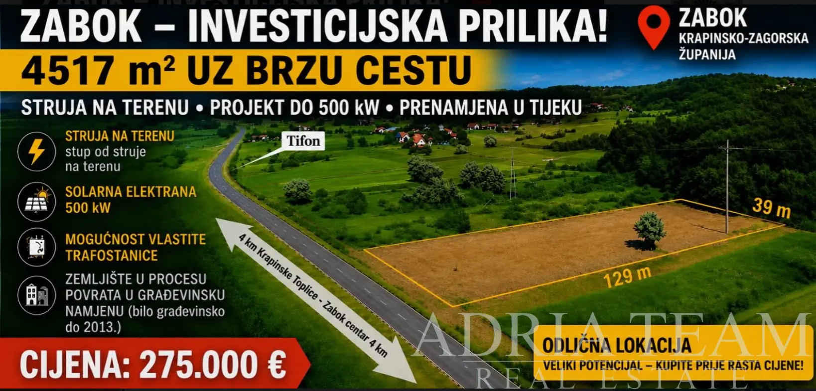 ZEMLJIŠTE S INVESTICIJSKIM POTENCIJALOM – ZABOK